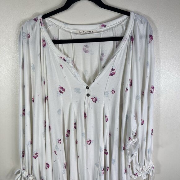 Free People Winter Sun Printed‎ Tunic Mini Dress Women Size Small Oversized Boho - Picture 4 of 16